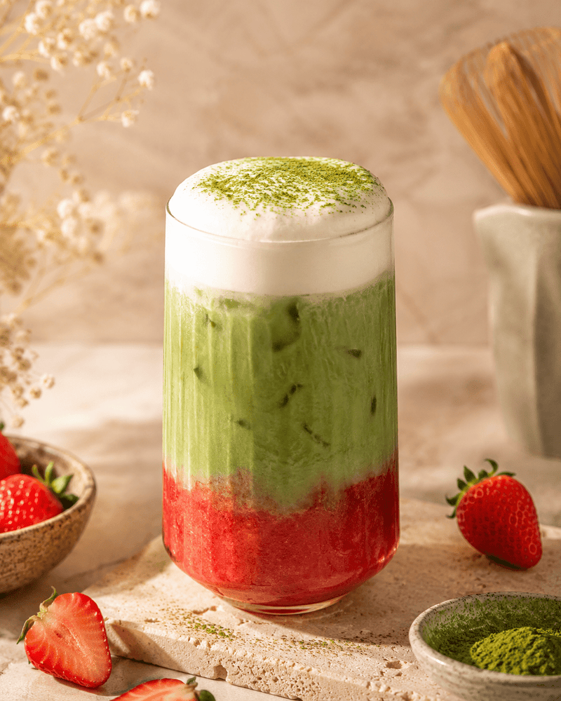 Foam Strawberry Matcha - Sorry Not Sorry Cafe
