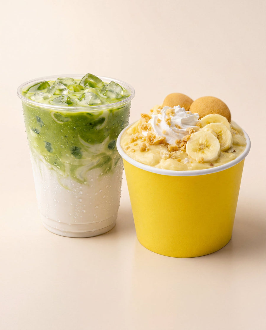 Matcha And Banana Pudding Combo - Sorry Not Sorry Cafe